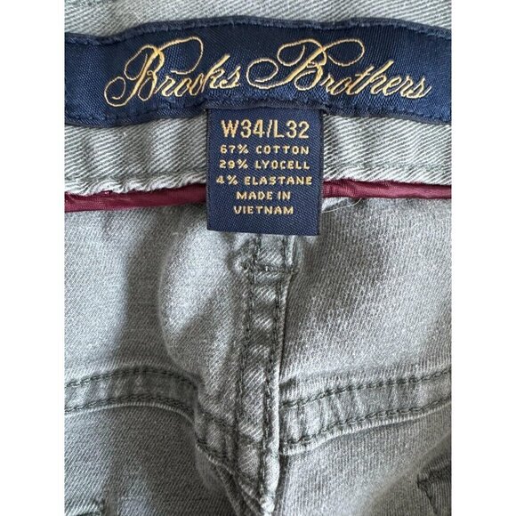 Brooks Brothers Grey 5-Pocket pants Chino Pants Mens Size 34W 32L - Picture 5 of 6
